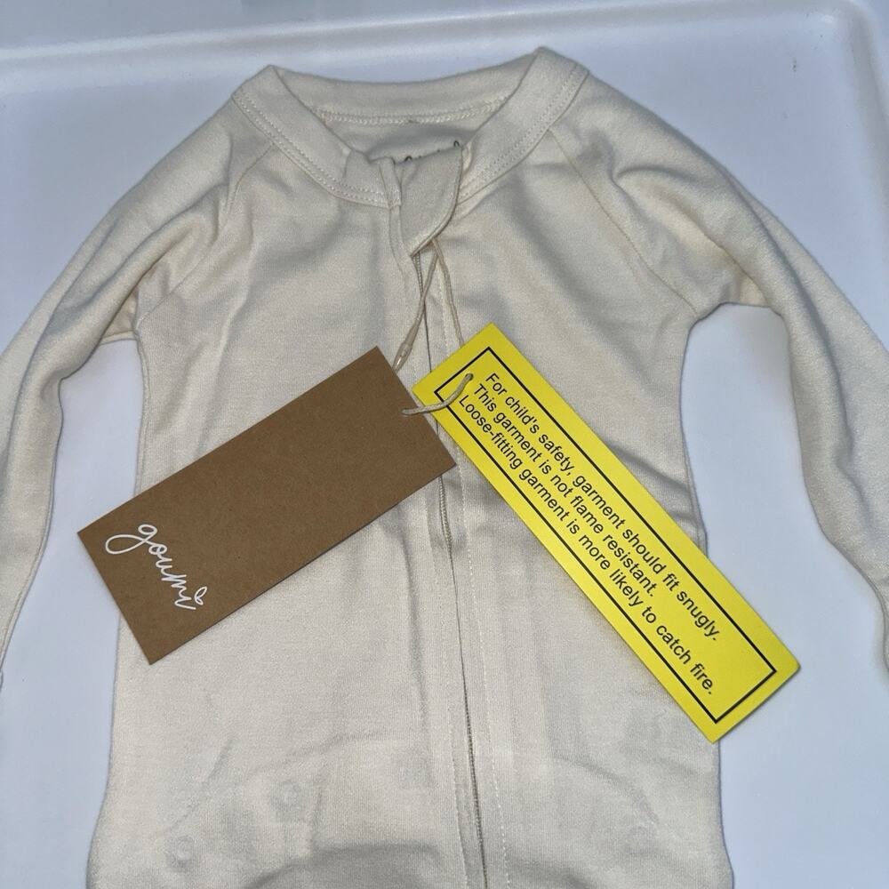 Goumi Kids Baby Footie Size 12-18 Months 23-26 Lbs Beige Zippy Jumpsuit Bamboo